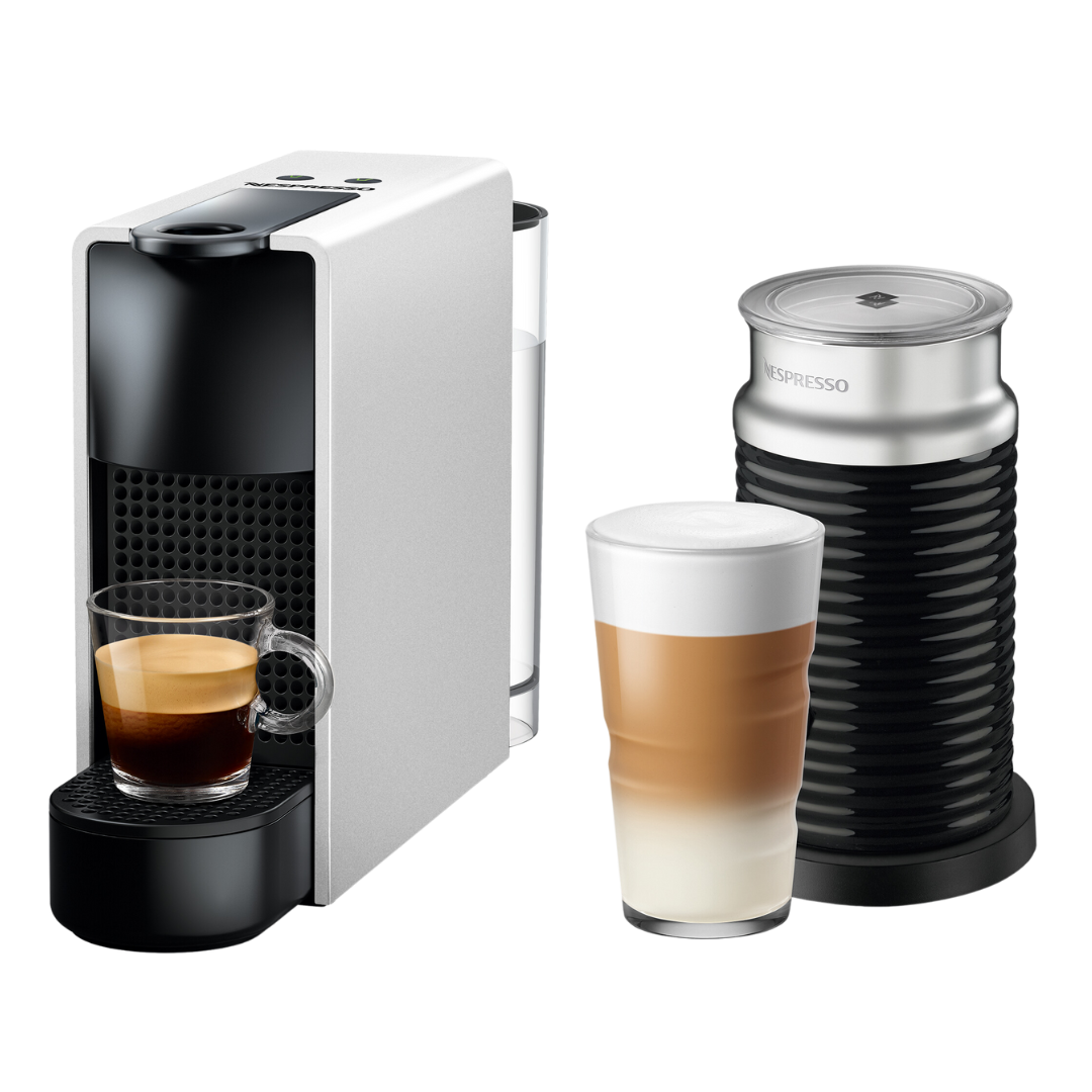 Nespresso Essenza Mini Coffee Machine & Aeroccino, White