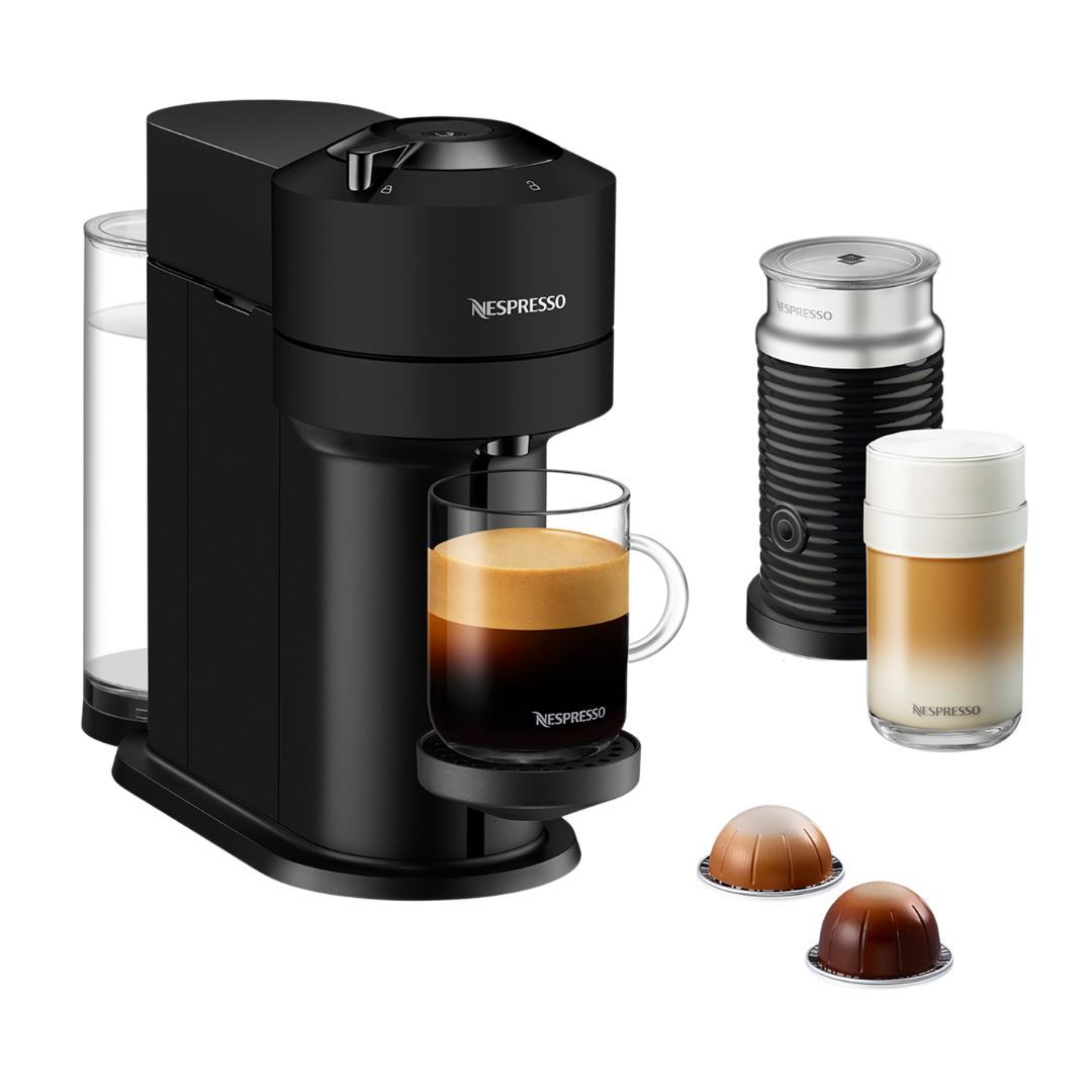 Nespresso Vertuo Next Coffee Machine & Aeroccino, Matte Black