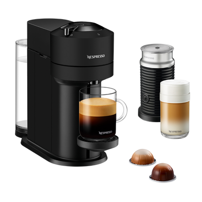 Nespresso Vertuo Next Coffee Machine & Aeroccino, Matte Black